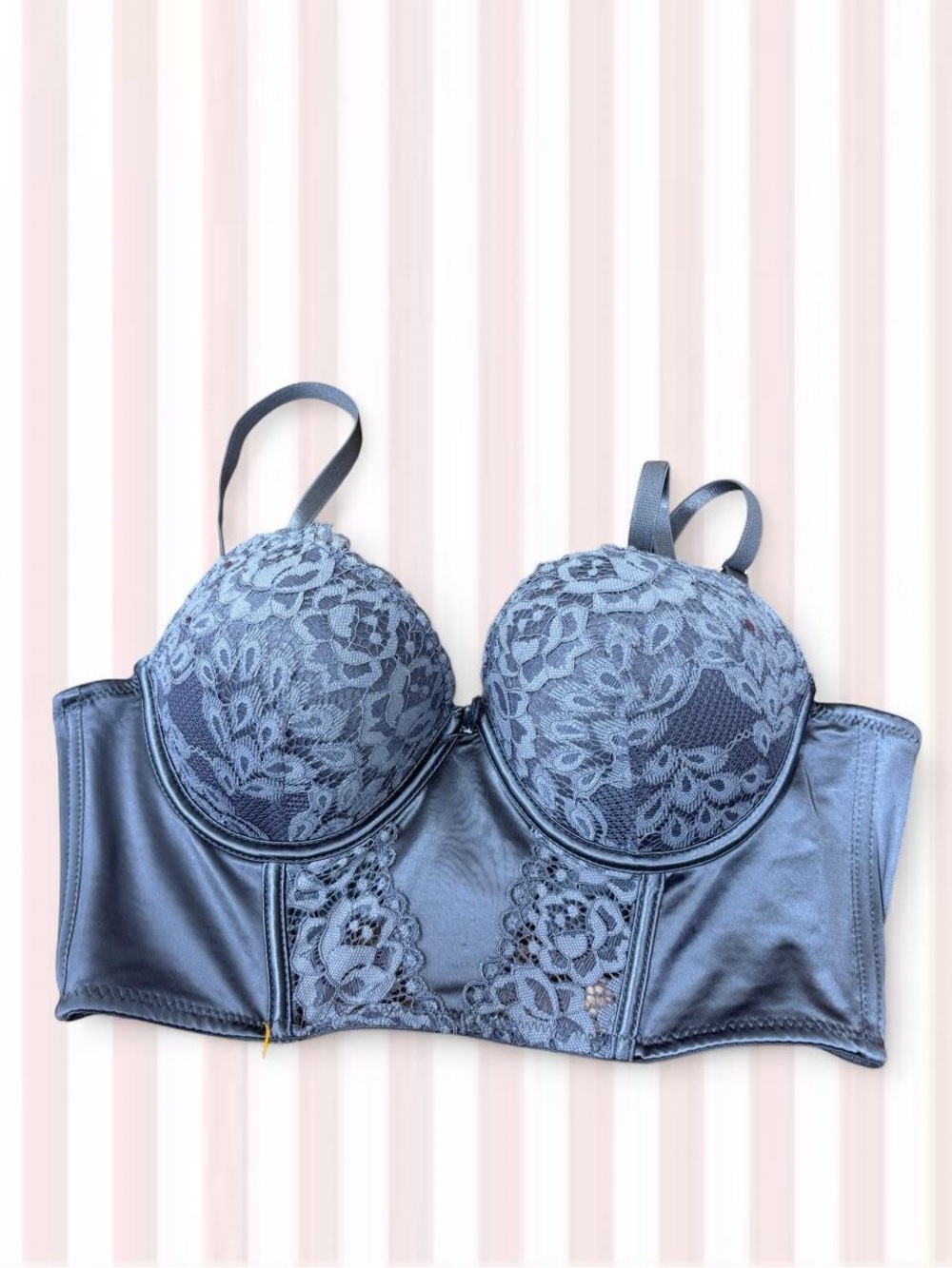 Marilyn Monroe Lace Longline Underwire Bra - Blue